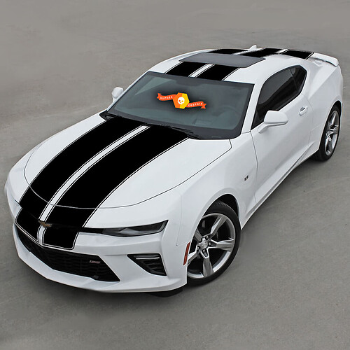 Top-Doppelstreifen mit Nadelstreifen-Aufkleber-Aufkleber an Chevrolet Camaro 2016- 2018 angepasst
