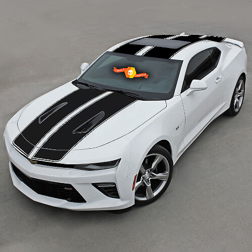 Chevrolet Camaro 2016-2018 -ss- Doppelte Vinylstreifen oben mit Nadelstreifen
