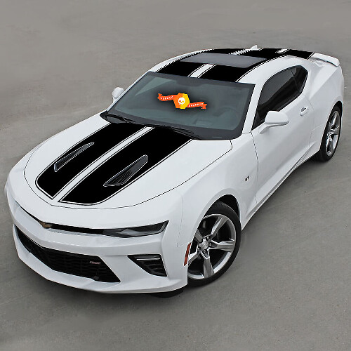 Chevrolet Camaro 2016- 2018 -ss- Doppelte Vinylstreifen oben mit Nadelstreifen