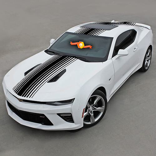 Chevrolet Camaro 2010-2020 Top Strobe Stripes Motorhaube, Dach und Heck
