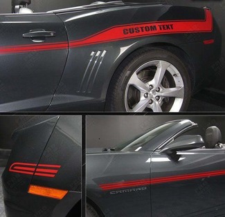 Racing Sport Custom Text Stripe Pair — Vinylaufkleber (Seite) für Chevrolet Camaro 2010-2015