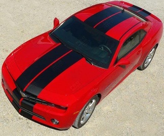 Pace Style Dual Center Racing Stripe Kit — Vinylaufkleber (Motorhaube, Dach, Kofferraum, hintere Stoßstange, vordere Stoßstange) für Chevrolet Camaro 2010-2015