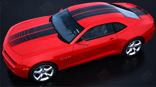 Over The Top Strobe Double Stripe Kit — Vinylaufkleber (Motorhaube, Dach, Kofferraum) für Chevrolet Camaro 2010-2015