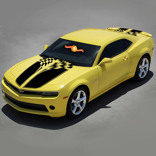 Karierte Streifen Motorhauben- und Kofferraumfolie Aufkleber für Chevrolet Camaro 2010-2015