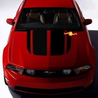 Verdunkelungsaufkleber für die Motorhaube mit seitlichen Speerstreifen, passend für Ford Mustang 2005–2024
