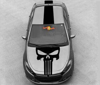 Dodge Dart 2013-2020 Punisher-Stil Totenkopf-Kapuzen- und Oberteilstreifen