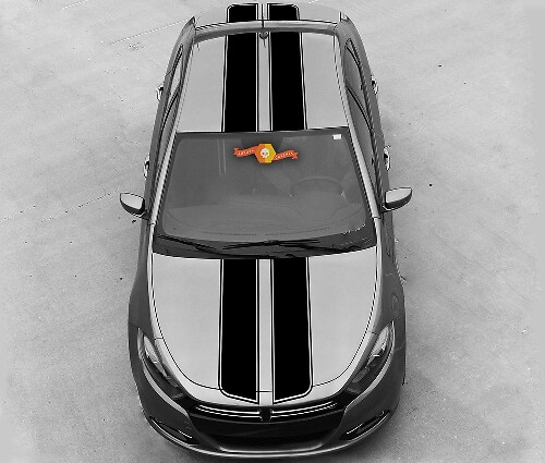 Doppel-Kontur-Streifen Oberseite Vinyl-Aufkleber-Set für Dodge Dart 2013-20