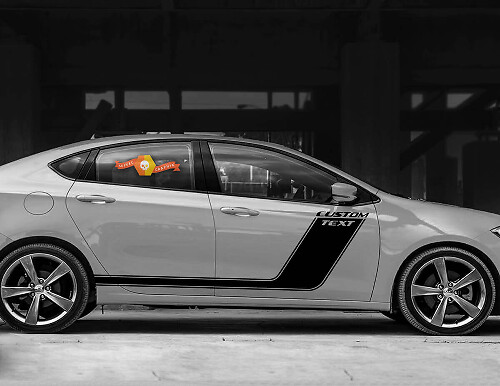 Konturstreifen mit individuellem Text Seiten-Vinylaufkleber für Dodge Dart