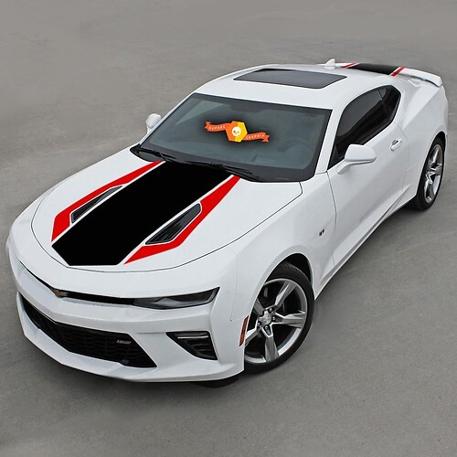 Chevrolet Camaro 2016-2024 (ss) Zweifarbige Vinylstreifen vorne und hinten
