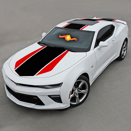 Komplettset mit Grafikstreifen auf der Motorhaube, dem Dach und der Rückseite, passend für Chevrolet Camaro
