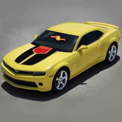Chevrolet Camaro 2010–2015 zweifarbige Motorhaube mit 2-farbigen Streifen
