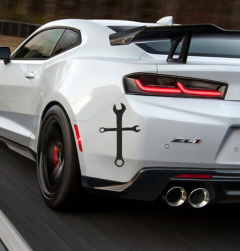 Schraubenschlüssel Kreuz Seiten Vinyl Aufkleber Set für Chevrolet Camaro ZL1