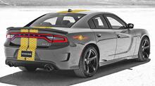 Ab 2015 Dodge Challenger SRT / HELLCAT Style Waben-Rallye-Streifen-Aufkleber-Set
 2