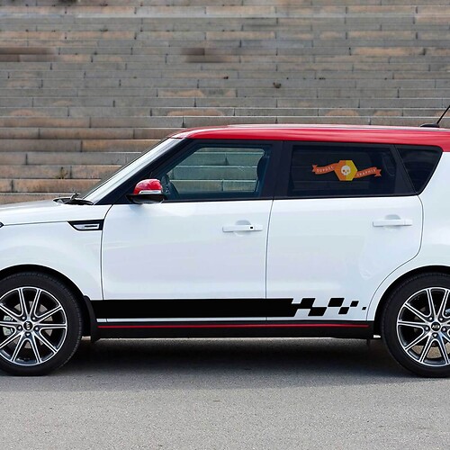 2x Seitenstreifen-Grafikaufkleber, Rennaufkleber, passend für Kia Soul
