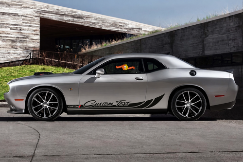 CUSTOM CUSTOM TEXT Two Colour Racing Stripes — Vinyl-Aufkleber (Seite) für Dodge Challenger