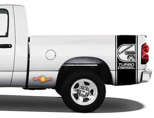Cummins Turbo Diesel Seitenstreifen Vinyl-Aufkleber-Set für Dodge Ram Truck
