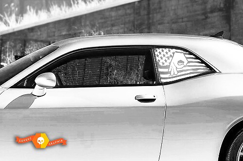 2 Dodge Challenger Fenster benutzerdefinierte US-Flagge Vinyl-Windschutzscheiben-Aufkleber Grafik-Aufkleber
