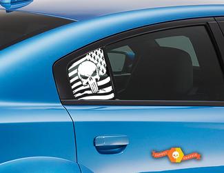 2 Dodge Charger Fenster US-Flagge Punisher Vinyl-Windschutzscheiben-Aufkleber Grafik-Aufkleber
