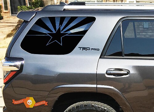 Arizona Staatsflagge Aufkleber für das hintere Seitenfenster für Toyota 4Runner 2010-2019