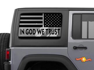 Jeep Hardtop – In God We Trust – Flaggen-Windschutzscheiben-Aufkleber USA American Wrangler JKU Fensteraufkleber
