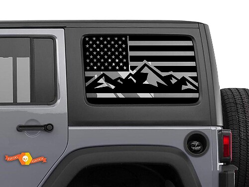 USA-Flaggen-Windschutzscheibenaufkleber für Jeep Wrangler Rubicon Hardtop JKU JLU 2007-2019 oder Tacoma 4Runner Tundra Charger Challenger