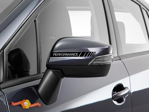 2er-Pack Schwarzer Performance-Streifen-Aufkleber für die Seite des Rückspiegels, Vinyl Racing
