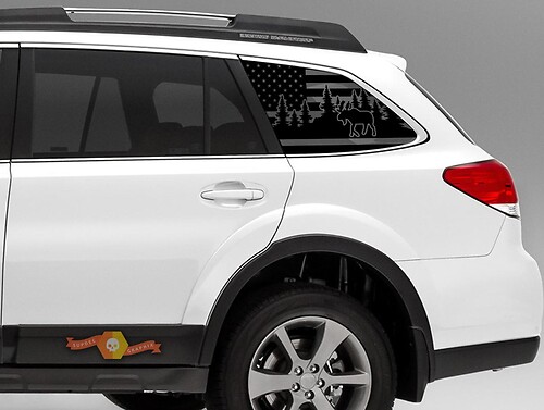 Elch-Silhouette USA-Flagge Seitenfenster-Vinylaufkleber für Subaru Outback 2015-2019