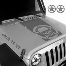 Militärischer Schädel und individuelles Schriftzug-Motorhauben-Vinylaufkleber-Set für Jeep Wrangler_2