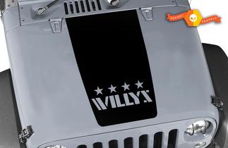 Jeep Willys Wrangler Vintage-Logo-Vinyl-Aufkleber auf der Motorhaube
