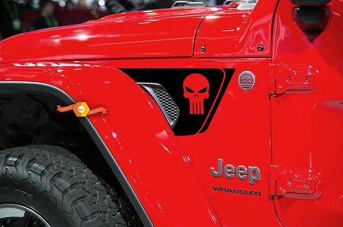 Punisher Schädel Lüftungs-Schutzblech Vinyl-Aufkleber für Jeep Wrangler
