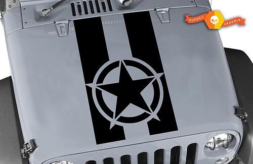 Vinyl-Motorhaubenaufkleber, schwarzer Militärstern für Jeep Wrangler JK JK LJ TJ. Grafik
