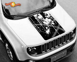 Jeep Renegade Hood Splash Grafik Vinyl Aufkleber Aufkleber Seite Fahrradspuren Grunge

