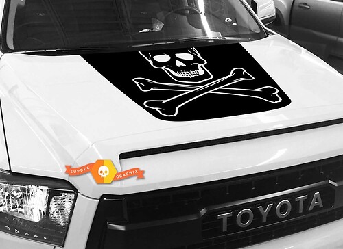 Totenkopf- und Knochen-Kapuzenvinylaufkleber für Toyota Tundra 2014-2018