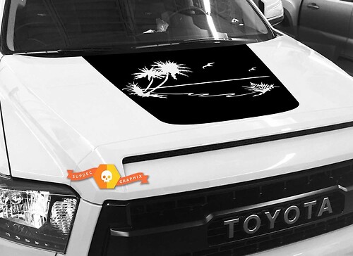 Insel-Ozean-Landschaft Motorhauben-Vinylaufkleber für Toyota Tundra 2014-2018