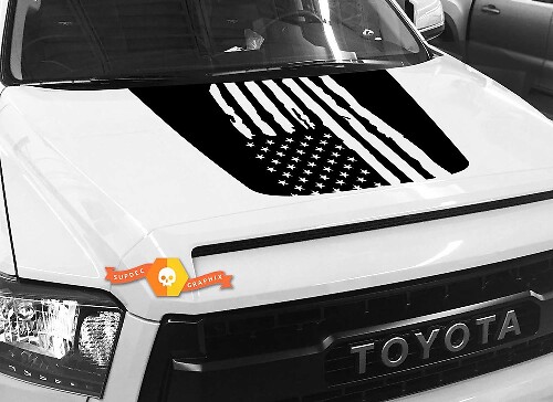 Destroyed Style USA Flag Hauben-Vinylaufkleber für Toyota Tundra 2014-2018