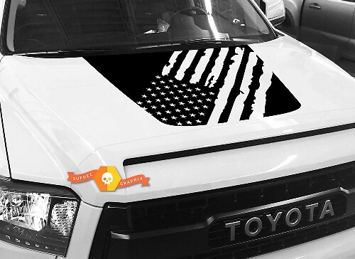 USA Flag Destroyed Motorhaubenaufkleber für Toyota Tundra 2014-2018