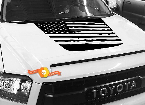 Amerikanische Flagge zerstörter Motorhauben-Vinylaufkleber für Toyota Tundra 2014-2018