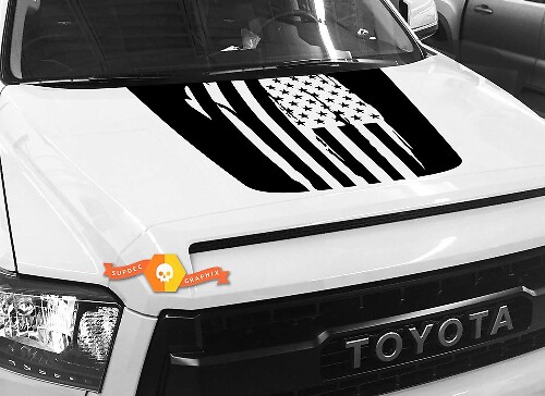 Abgenutzter US-Flaggen-Motorhaubenaufkleber aus Vinyl für Toyota Tundra 2014-2018