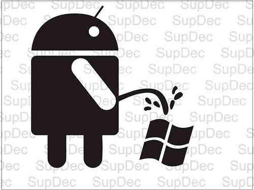 Android-Roboter pinkelt auf Windows Lustiger Universeller Vinyl-Aufkleber