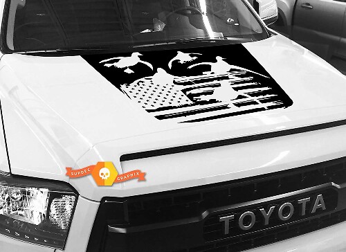 USA-Flagge fliegende Enten Motorhauben-Vinylaufkleber für Toyota Tundra 2014-2018