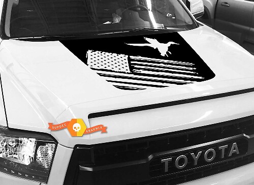 USA-Flagge Landungsente Silhouette Motorhauben-Vinylaufkleber für Toyota Tundra 2014-2018