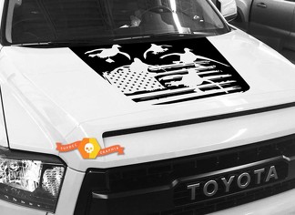 Motorhaube USA Distressed Flag Ducks Grafikaufkleber für TOYOTA TUNDRA 2014 2015 2016 2017 2018 #20

