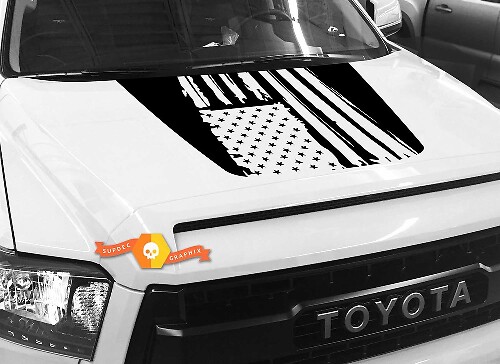 USA-Flagge Destroyed Design Motorhauben-Vinylaufkleber für Toyota Tundra 2014-2018