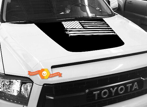 USA-Flagge Blackout-Stil Motorhauben-Vinyl-Aufkleber für Toyota Tundra 2014-2018