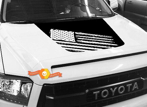  Blackout-Stil Amerikanische Flagge Motorhauben Vinylaufkleber für Toyota Tundra 2014-2018