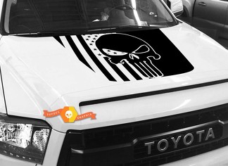 Hood USA Distressed Punisher Flag Grafikaufkleber für TOYOTA TUNDRA 2014 2015 2016 2017 2018 #36

