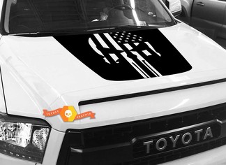 Hood USA Distressed Punisher Flag Grafikaufkleber für TOYOTA TUNDRA 2014 2015 2016 2017 2018 #37
