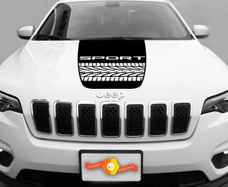 2014–2017 Jeep Cherokee Tire Track Trail Rated Sport Vinyl Motorhaube Aufkleber Aufkleber Grafik
