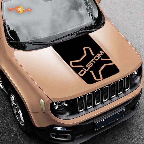 CUSTOM X Blackout Motorhauben Vinylaufkleber Sticker für Jeep Renegade 2015-2019