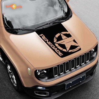 2015-2019 Blackout Distressed Star Vinyl-Motorhaubenaufkleber Jeep Renegade Military Army Graphic
